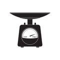 Weighing scales icon with pan and dial. Domestic weight scale black silhouette isolated on white background. Vector illustration